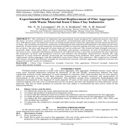 Experimental Study of Partial Replacement of Fine Aggregate with Waste Materi...