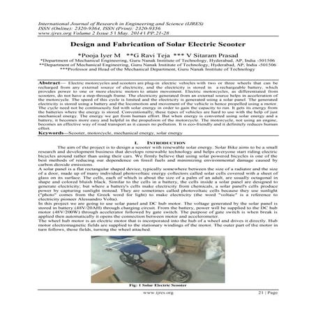 Design and Fabrication of Solar Electric Scooter