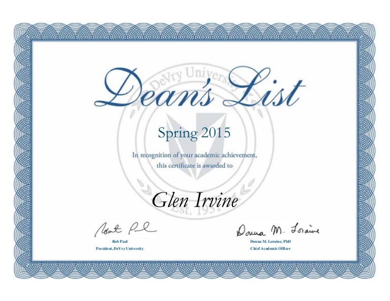Dean's List Spring 2015