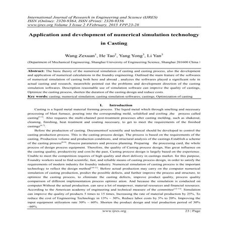 Application and development of numerical simulation technology in ...