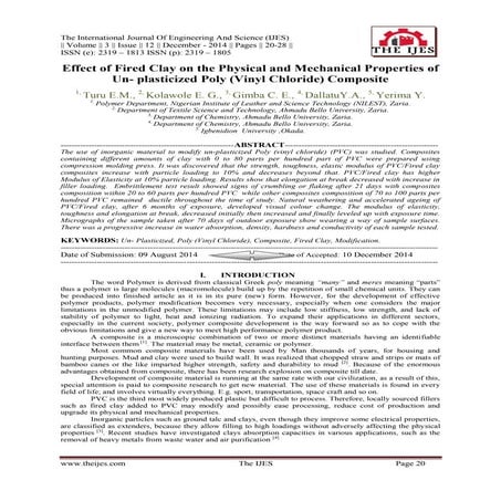 Effect of Fired Clay on the Physical and Mechanical Properties of Un- plastic...