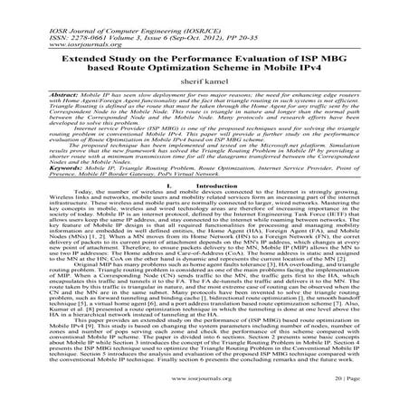 Extended Study on the Performance Evaluation of ISP MBG  based Route Optimiza...