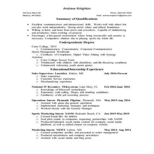 2016 Resume | DOCX