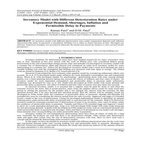 Inventory Model with Different Deterioration Rates under Exponential Demand, ...