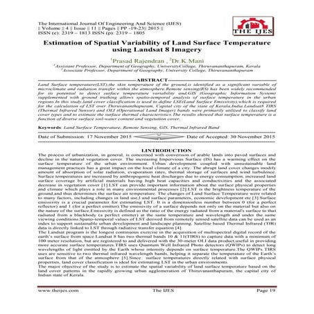 Estimation of Spatial Variability of Land Surface Temperature using Landsat 8...