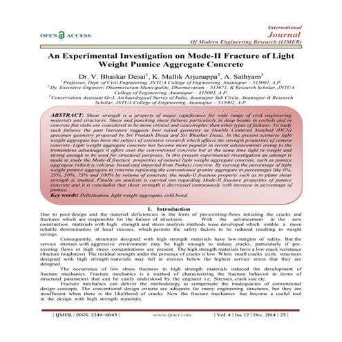 An Experimental Investigation on Mode-II Fracture of Light Weight Pumice Aggr...