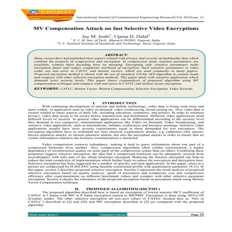 A Brief Study of Video Encryption Algorithms | PDF