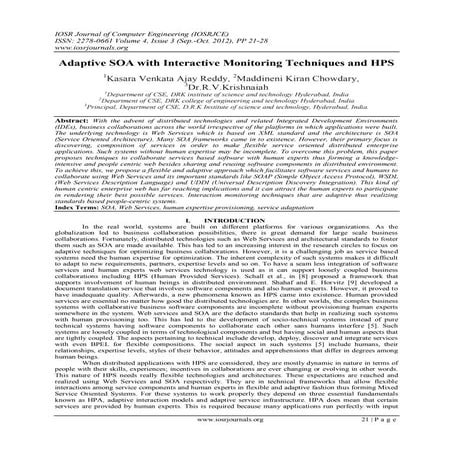 Adaptive SOA with Interactive Monitoring Techniques and HPS