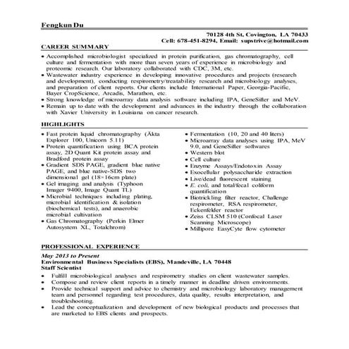 Fengkun Du CV-Ind （2016.04） | DOCX