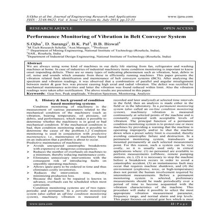 Performance Monitoring of Vibration in Belt Conveyor System