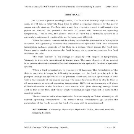Thermal Analysis Of Return Line Of Hydraulic Steering | PDF