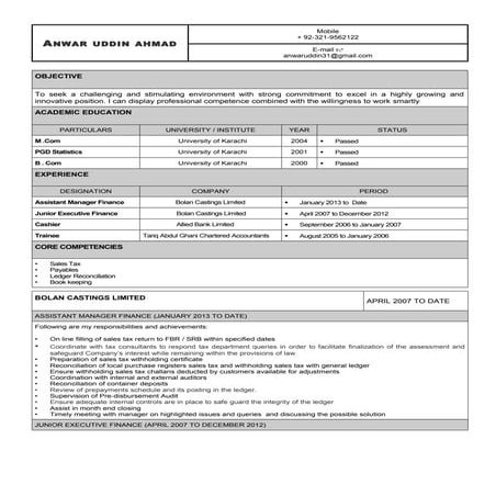 Anwar Uddin Ahmad CV | DOC
