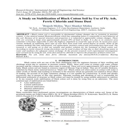 A Study on Stabilization of Black Cotton Soil by Use of Fly Ash, Ferric ...