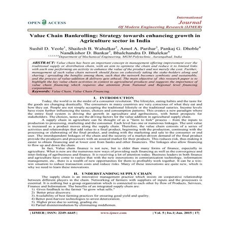 Value Chain Bankrolling: Strategy towards enhancing growth in Agriculture sec...