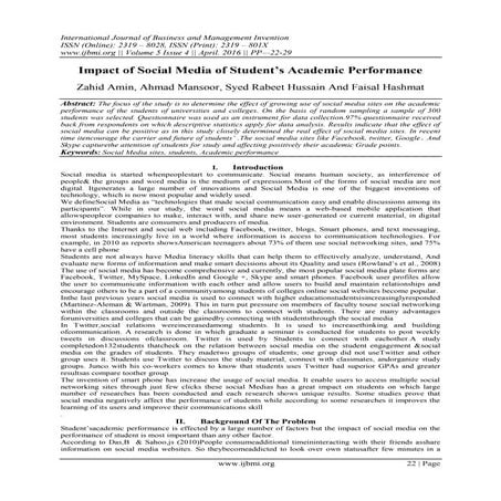 Impact of Social Media of Student’s Academic Performance | PDF