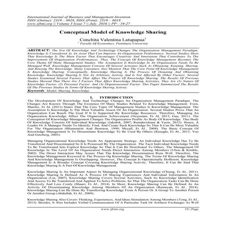 Conceptual Model of Knowledge Sharing