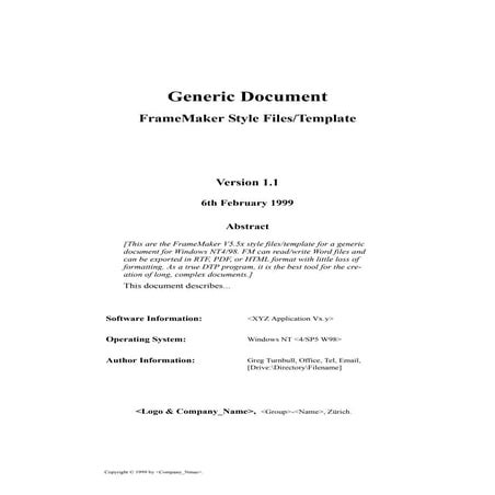 FrameMaker StyleFile Template