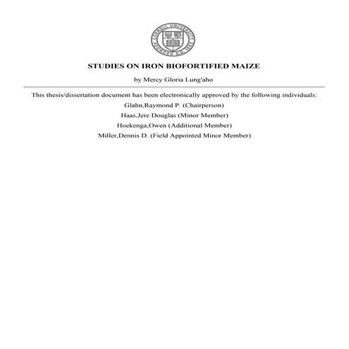 Studies on Iron Biofortified Maize