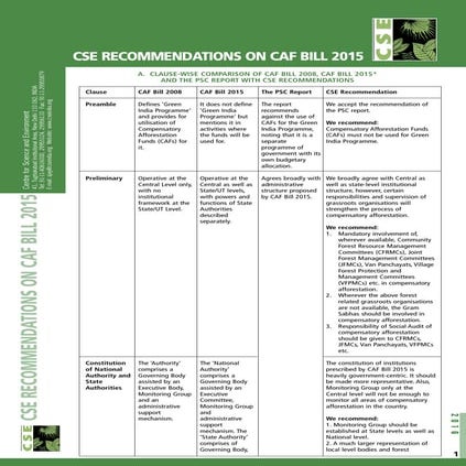 CAF Bill Policy brief 2015 | PDF