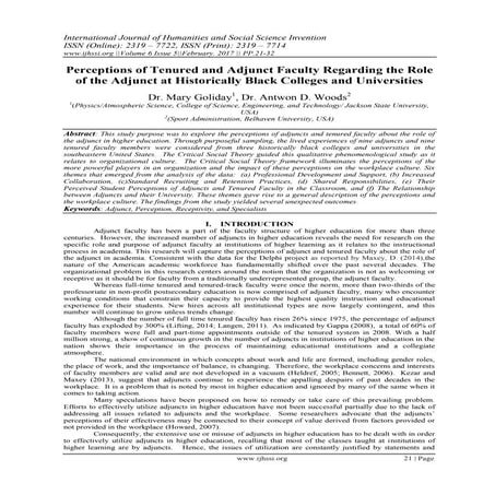 Perceptions of Tenured and Adjunct Faculty Regarding the Role of the Adjunct ...