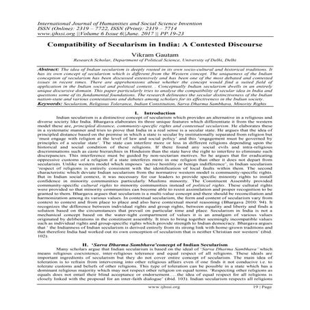Compatibility of Secularism in India: A Contested Discourse