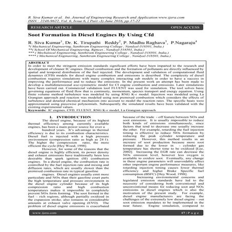 Soot Formation in Diesel Engines By Using Cfd