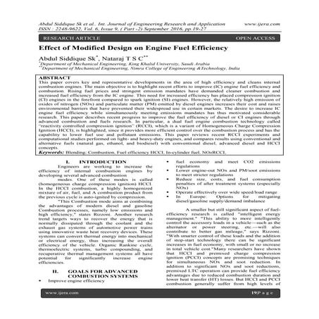 Effect of Modified Design on Engine Fuel Efficiency 