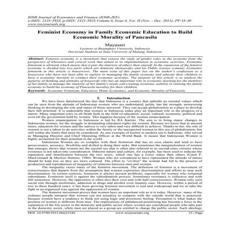 Feminist Economy in Family Economic Education to Build Economic Morality of P...