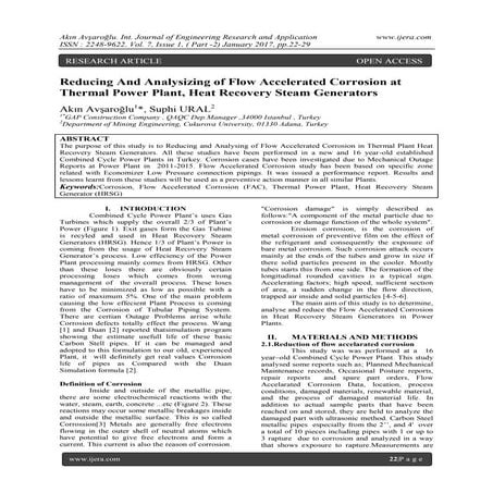 Reducing And Analysizing of Flow Accelerated Corrosion at Thermal Power Plant...
