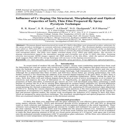 Influence of Cr Doping On Structural, Morphological and Optical ...