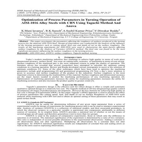 Optimization of Process Parameters in Turning Operation of AISI-1016 Alloy St...