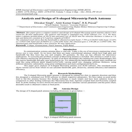 Analysis and Design of S-shaped Microstrip Patch Antenna