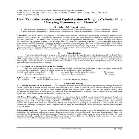 Heat Transfer Analysis and Optimization of Engine Cylinder Fins of Varying Ge...