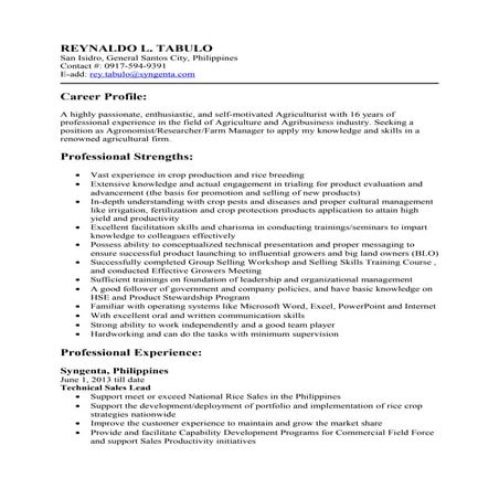 Mr. Reynaldo L. Tabulo Resume