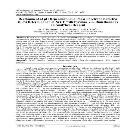 Development of pH Dependent Solid Phase Spectrophotometric (SPS) Determinatio...