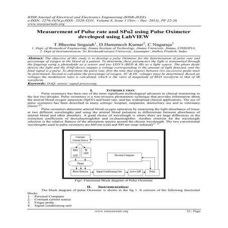 Measurement of Pulse rate and SPo2 using Pulse Oximeter developed using LabVIEW