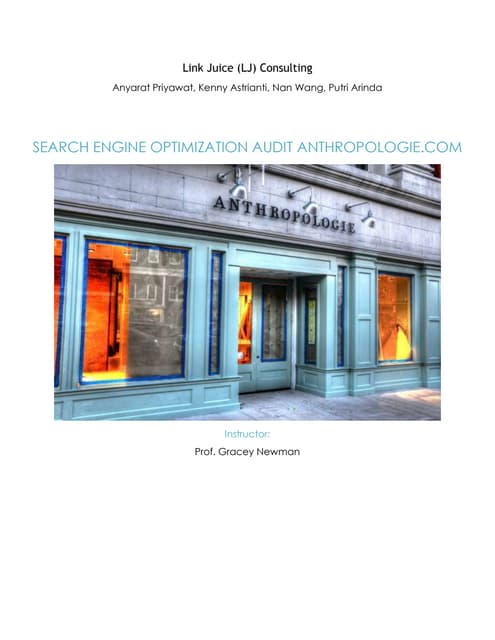 ANTHROPOLOGIE.COM - SEARCH ENGINE OPTIMIZATION AUDIT 