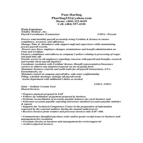 Pam Harling's Resume - Teleflex