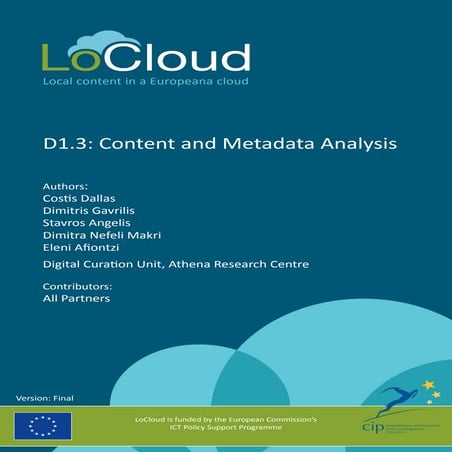 LoCloud - D1.3 Content and Metadata Analysis