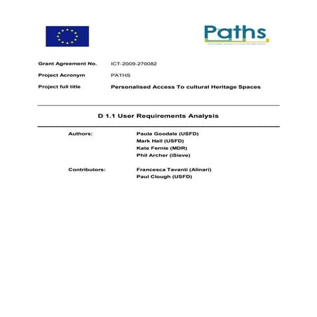 PATHS: User Requirements Analysis v1.0