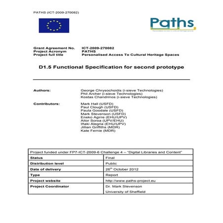 PATHS Second prototype-functional-spec