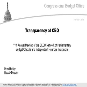 New institutions, updates - Mark Hadley, CBO, United States