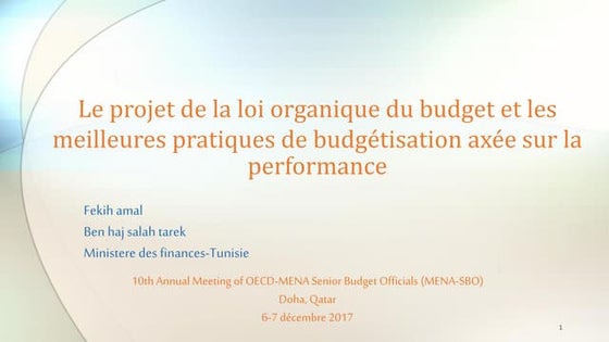 OECD best practices for performance budgeting - Amel FEKIH, Tunisia