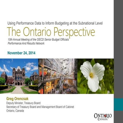 Using Performance Data to Inform Budgeting at the Subnational Level: The Onta...