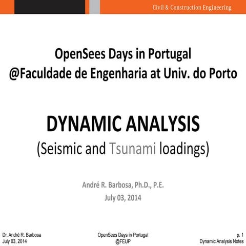 Dynamic Analysis with Examples – Seismic Analysis