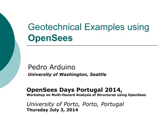 Geotechnical Examples using OpenSees