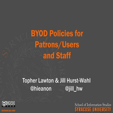 BYOD Policies for Patrons/Users and Staff