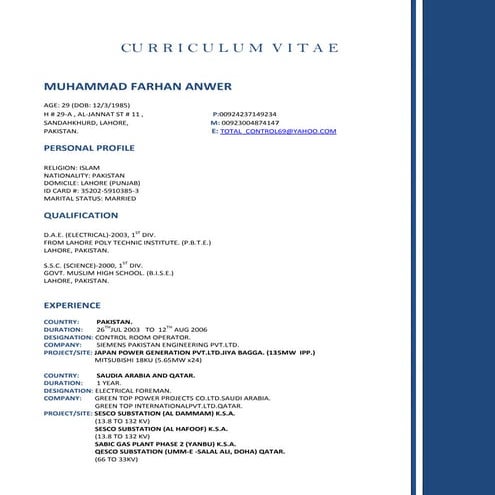 farhan anwer cv | PDF