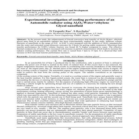 Experimental investigation of cooling performance of an Automobile radiator u...