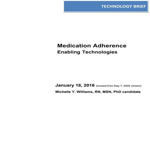Medication Adherence TECHNOLOGY Brief update 2016